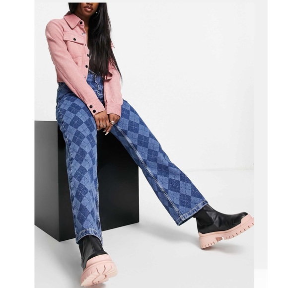The RAGGED PREIST x Free People Detention Argyle Jeans - Picture 12 of 13